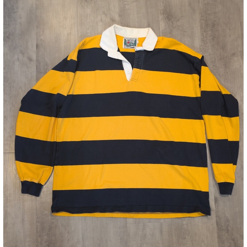 Vintage Columbia Knit Rugby Shirt Made in USA Size XL Striped Polo Style